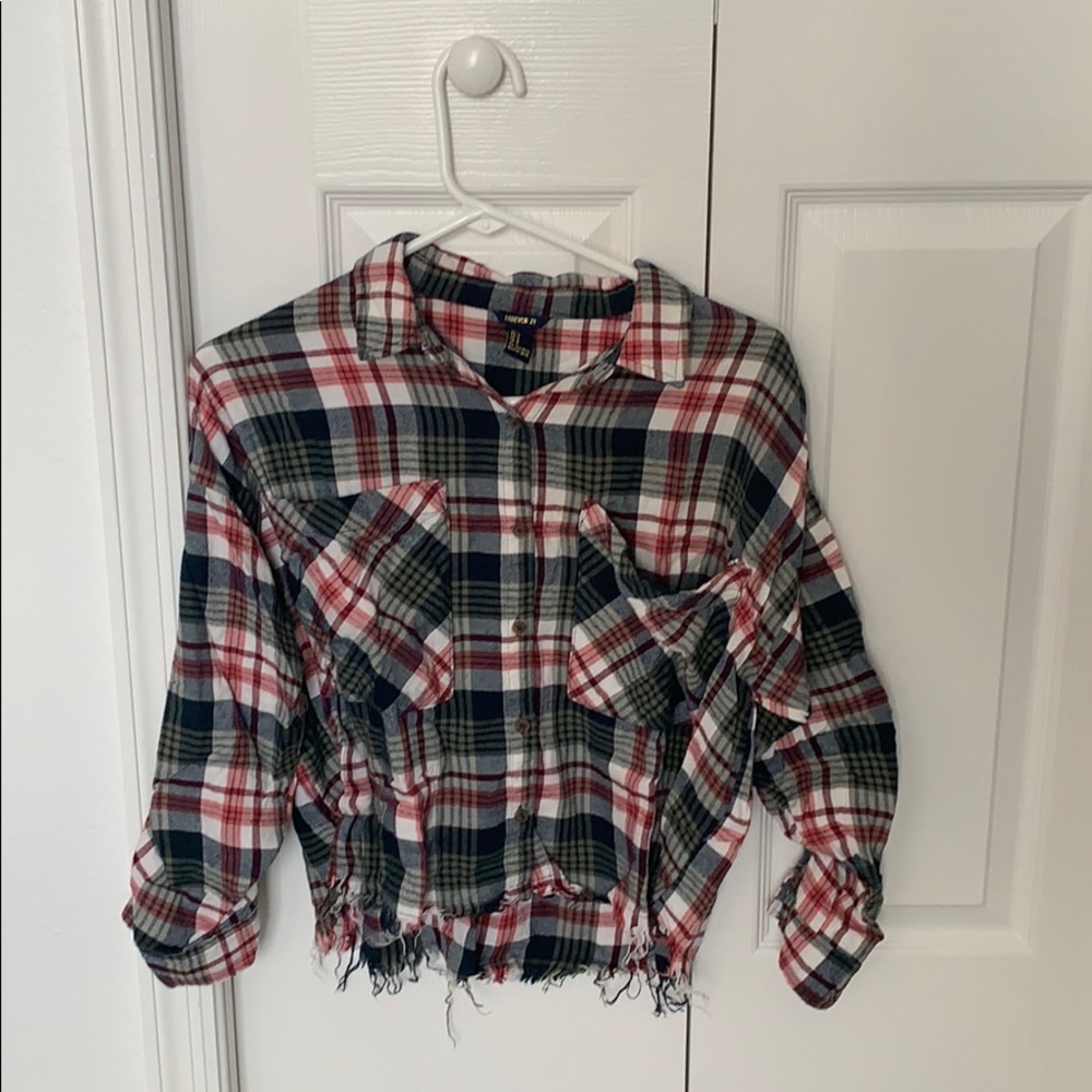 Semi Cropped Flannel Button Up